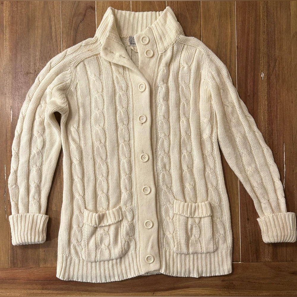 Vintage Sears‎ cableknit cardigan Medium